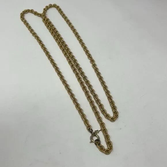 Vintage Crown Trifari Long Gold Tone Chain Necklace 32" Thick Chain Longline - Picture 4 of 9